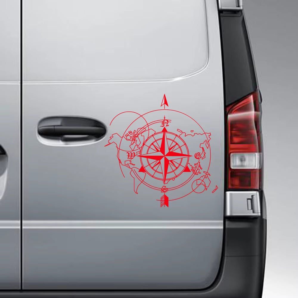 Car Compass World Map Wall Sticker for Caravan Camper Van Motorhome Vanlife RV Camping Trailer Decal Auto Tuning Accessories
