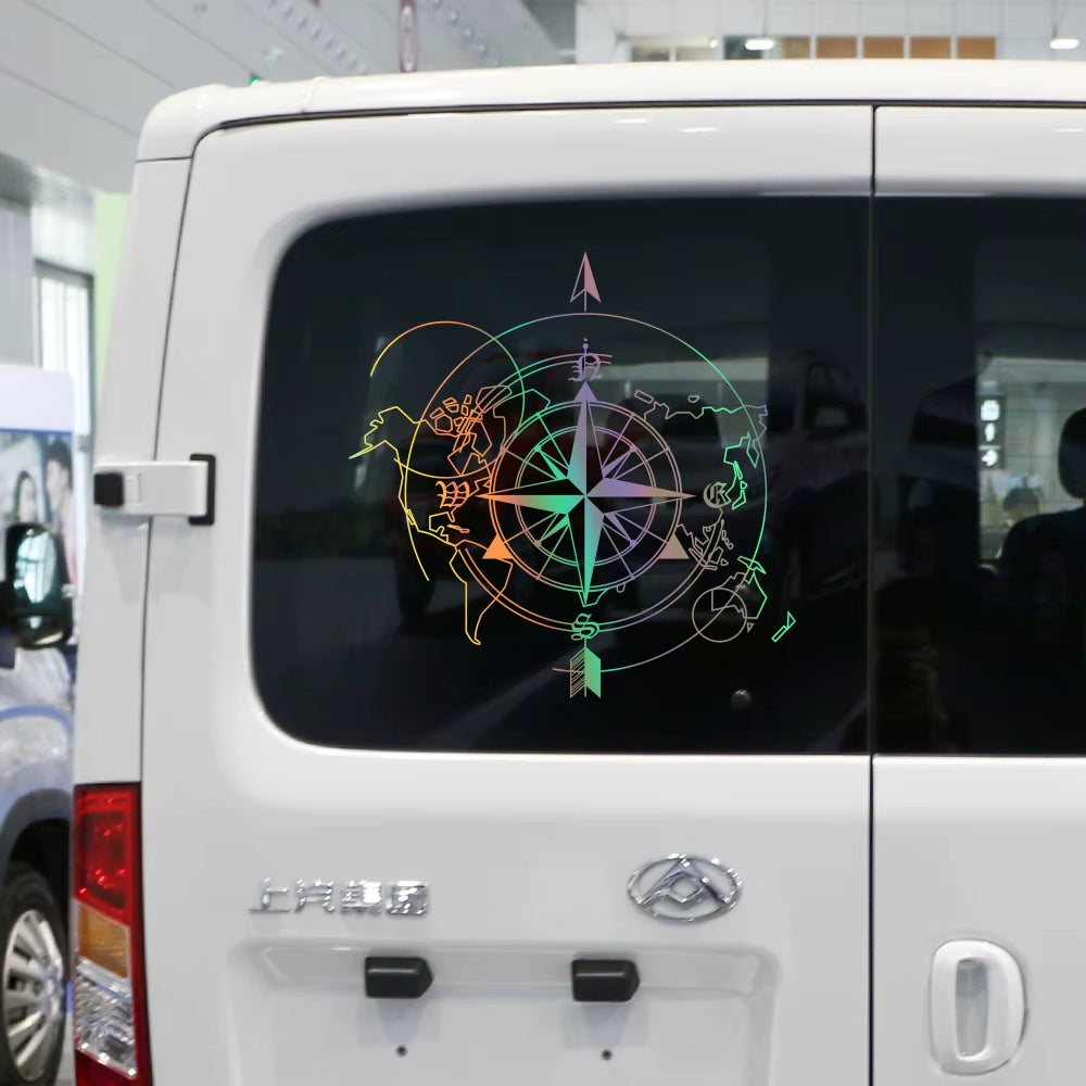 Car Compass World Map Wall Sticker for Caravan Camper Van Motorhome Vanlife RV Camping Trailer Decal Auto Tuning Accessories