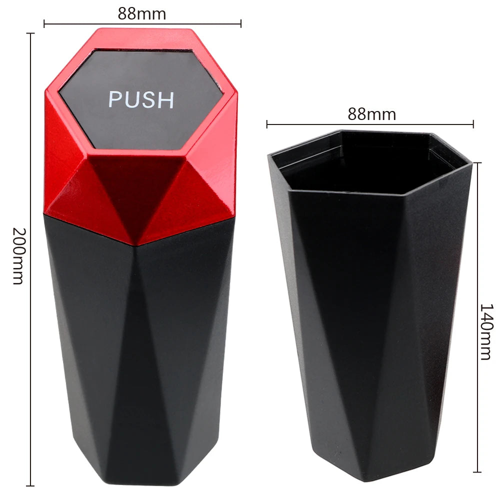 Car Interior Mini Trash Can Dustbin Garbage Bin Storage Case Bucket Push Lid Accessories Universal Caravan RV Truck off Road 4X4
