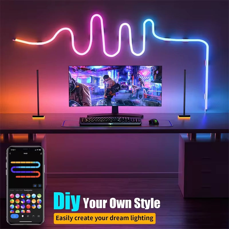 TUYA Neon LED Strip Lights 12-24V 84Leds/M Silicone Neon Rope Light with Music Sync RGBIC Dreamcolor Chasing Strip Tape for Room