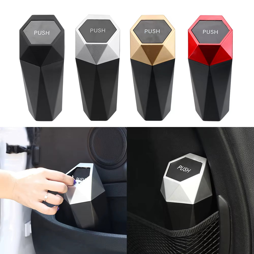 Car Interior Mini Trash Can Dustbin Garbage Bin Storage Case Bucket Push Lid Accessories Universal Caravan RV Truck off Road 4X4